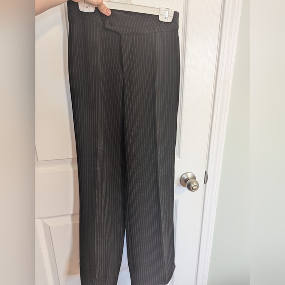 Wide leg black pin stripe dress pants - Picture 3 of 8